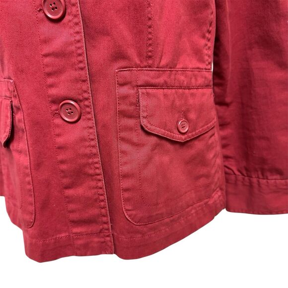 CAbi Jacket Women Size M Brick Red Cotton Long Sleeve Collar Button Front Boho - Picture 7 of 11